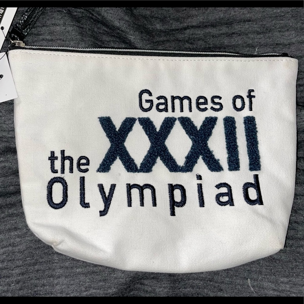NWT Tokyo Olympics 2020 White & Blue Zippered Bag Pouch